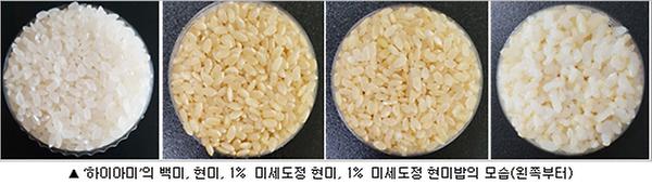 하이아미의 백미 현미 1%미세도정현미 미세도정현미밥의모습 왼쪽부터